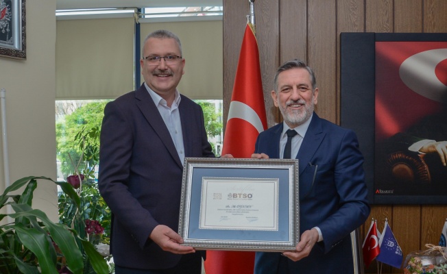 BTSO HEYETİNDEN KARACABEY BELEDİYE BAŞKANI ALİ ÖZKAN'A ZİYARET