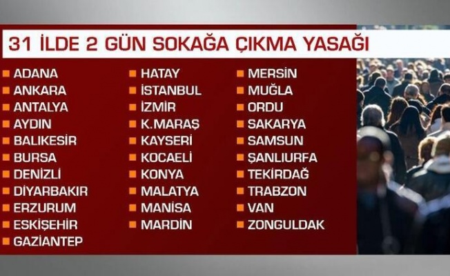 31 İLDE 2 GÜN SOKAĞA ÇIKMA YASAGI!