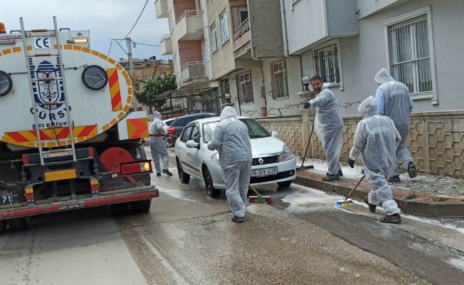 GÜRSU’DA CADDELER DEZENFEKTE EDİLİYOR