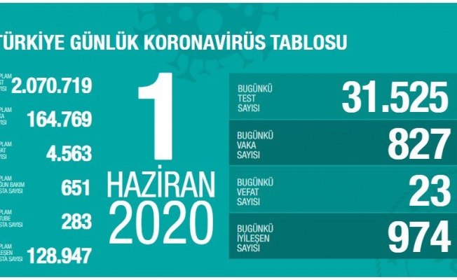 TÜRKİYE'DE KORONAVİRÜS RAPORU : VAKA SAYISI 824'E DÜŞTÜ