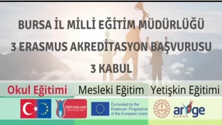 BURSAİL MİLLİ EĞİTİM MÜDÜRLÜĞÜNE 3 AYRI ALANDA ERASMUS AKREDİTASYONU