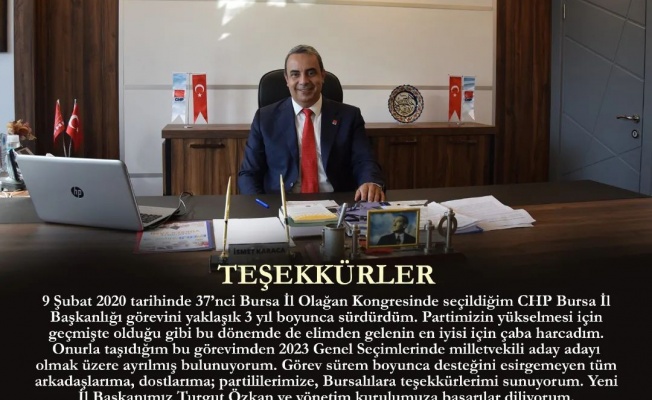 CHP'DE BURSA'DA İLK İSTİFASI İSMET KARACA'DAN GELDİ