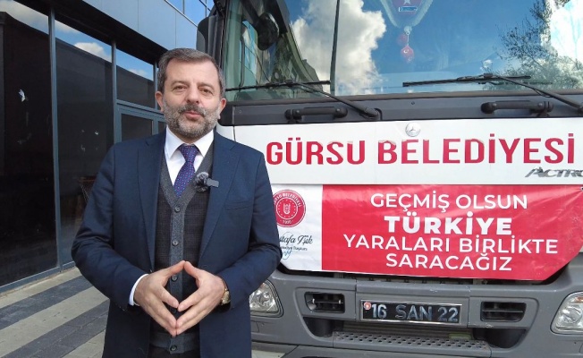 GÜRSU BELEDİYESİ, AFET BÖLGESİNDEN ELİNİ ÇEKMİYOR