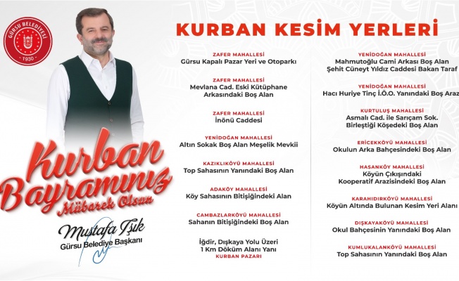 GÜRSU’DA KURBAN KESİM ALANLARI BELLİ OLDU