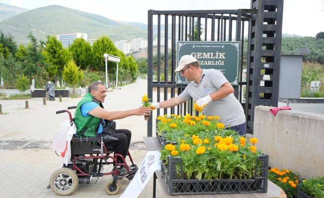 Mezarlıklarda çiçekler Gemlik Belediyesi’nden