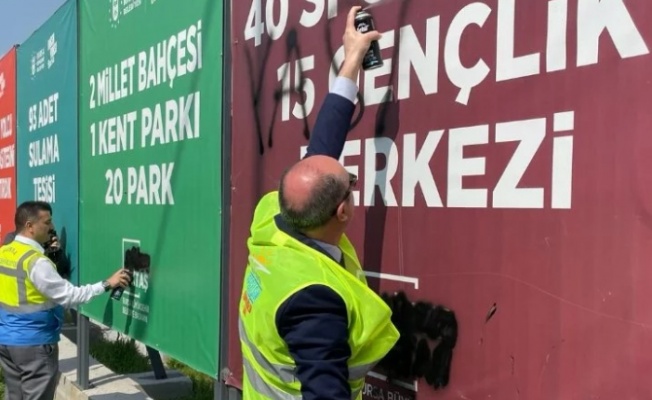 İYİ Parti'den Bursa'da sprey boyalı protesto