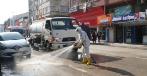 MUSTAFAKEMAL PAŞA'DA CADDE VE KALDIRIMLAR DEZENFEKTE EDİLİYOR