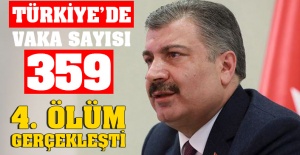 TÜRKİYE'KORONAVİRÜS VAKA SAYISI 359 ÖLÜ SAYISI 4 OLDU