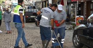 Mudanya'da hasara yol açan sağanak sonrası temizlik çalışması tamamlandı